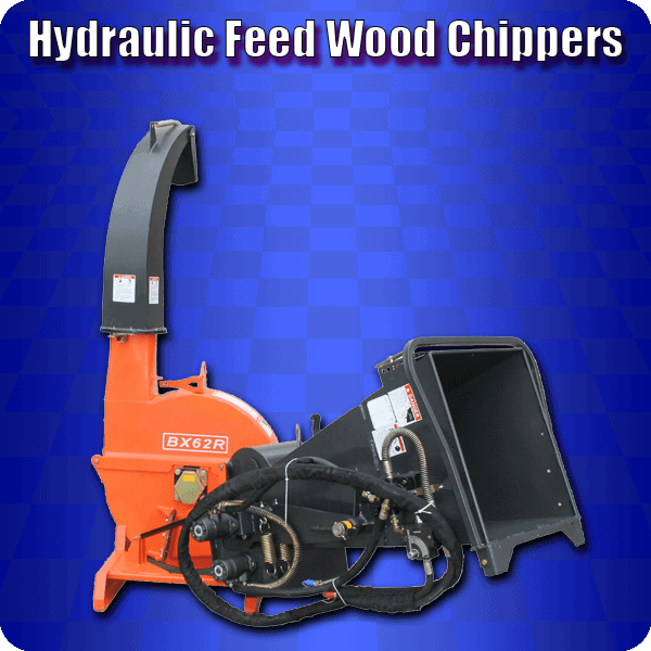 Hydraulic feed wood chippers